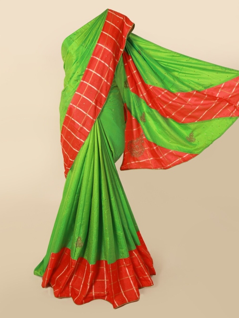 

Pothys Green Solid Art Silk Saree