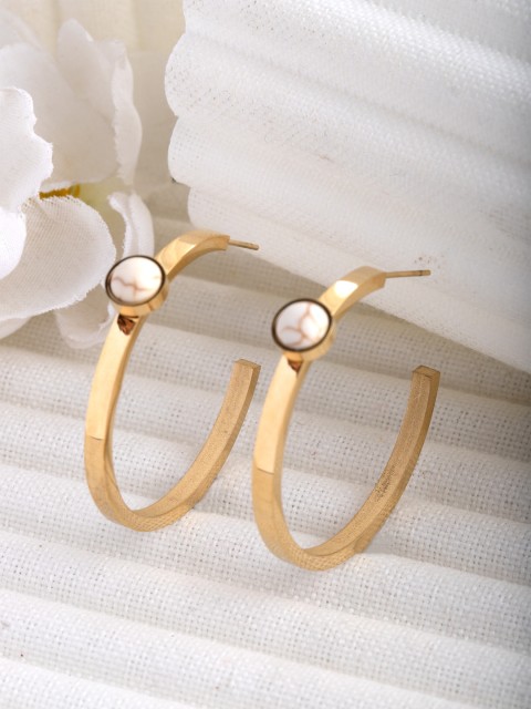 

CRZ Gold-Toned Contemporary Drop Earrings