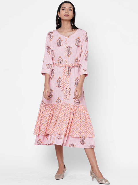 

ZOLA Women Pink Printed A-Line Dress