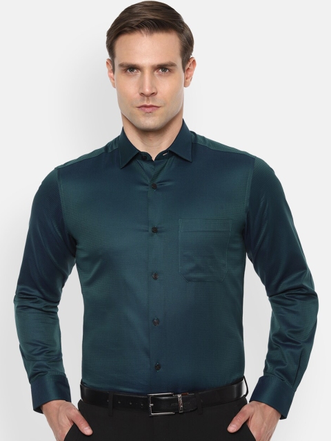 

Louis Philippe Men Green Slim Fit Self-Checked Party Shirt