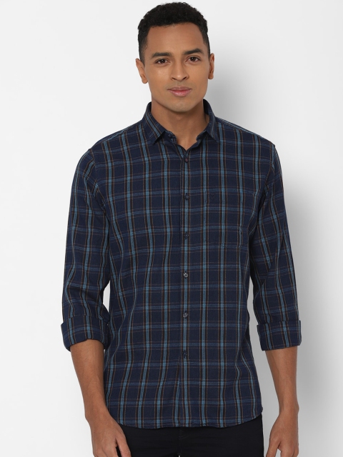 

Allen Solly Men Navy Blue & Brown Slim Fit Checked Casual Shirt