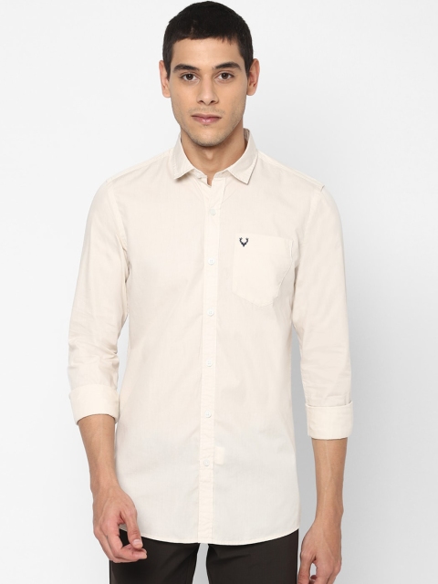 

Solly Jeans Co. Men Cream-Coloured Regular Fit Solid Casual Shirt