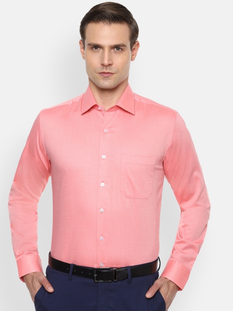 

Louis Philippe Men Coral Orange Slim Fit Self Design Formal Shirt