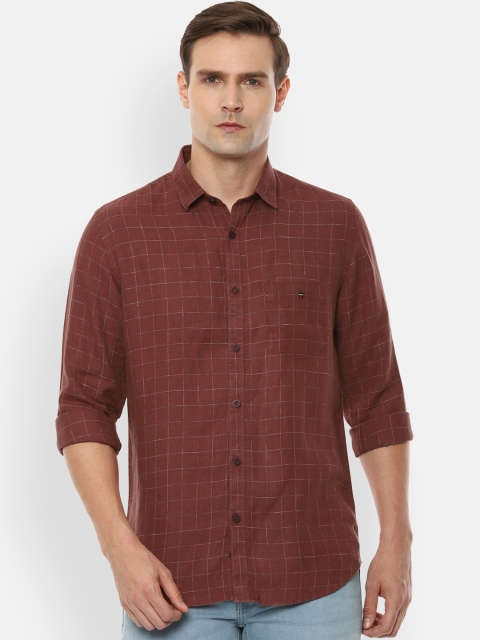 

Louis Philippe Sport Men Brown & Grey Slim Fit Self-Checked Casual Shirt