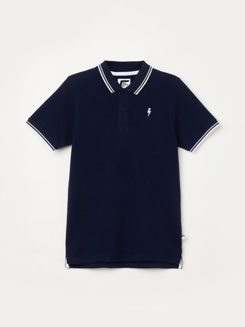 

Fame Forever by Lifestyle Boys Navy Blue Solid Polo Collar T-shirt