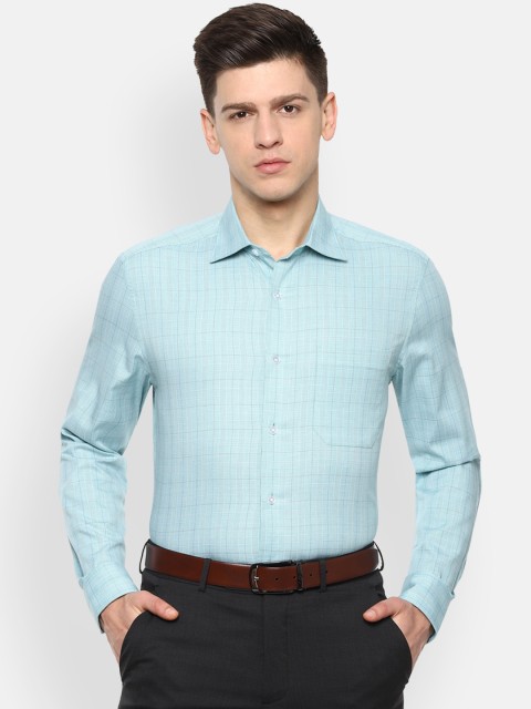 

Louis Philippe Men Blue Regular Fit Checked Cotton Formal Shirt