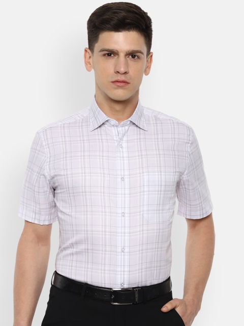 

Louis Philippe Men White Regular Fit Checked Cotton Formal Shirt