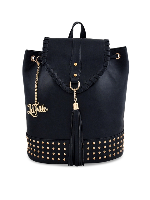

LaFille Women Navy Blue Embellished Backpack Bag
