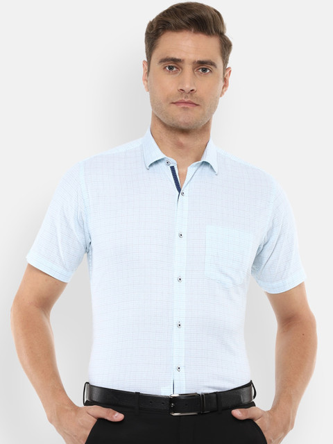 

Van Heusen Men Blue Regular Fit Checked Casual Shirt