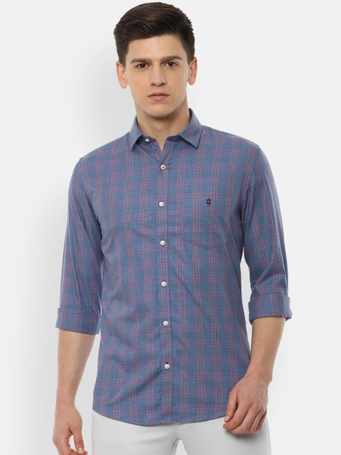 

Louis Philippe Sport Men Blue Slim Fit Checked Cotton Casual Shirt