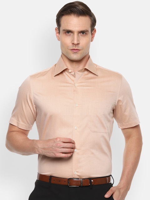 

Louis Philippe Men Peach Regular Fit Cotton Self Design Casual Shirt