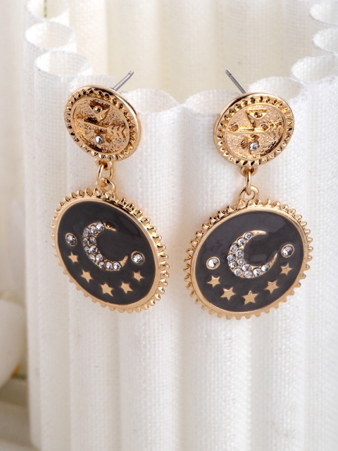 

CRZ Gold-Toned Contemporary Drop Earrings