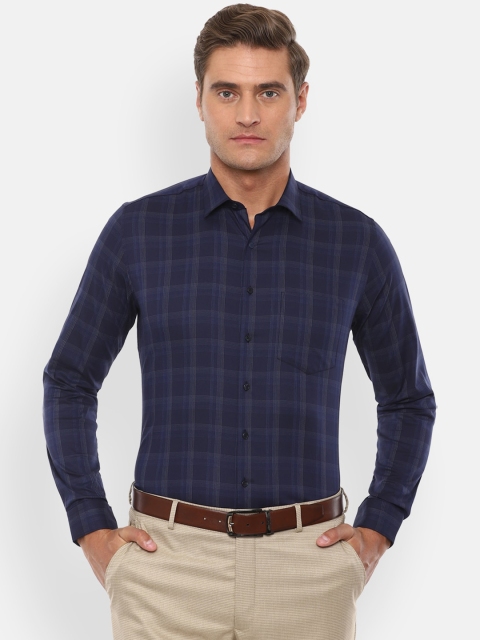 

Van Heusen Men Navy Blue Slim Fit Checked Formal Shirt