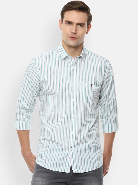 

Louis Philippe Sport Men White & Green Slim Fit Striped Casual Shirt