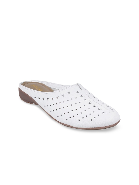 

Mochi Women White Perforated Leather Mules