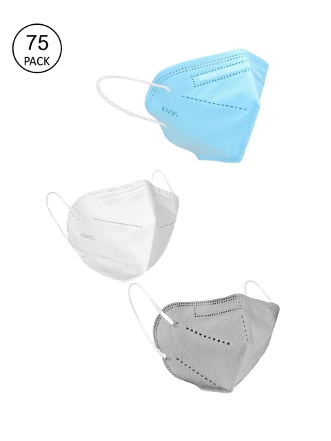

OOMPH Unisex Pack Of 75 5-Ply Reusable Anti-Pollution KN95 Face Masks, Blue
