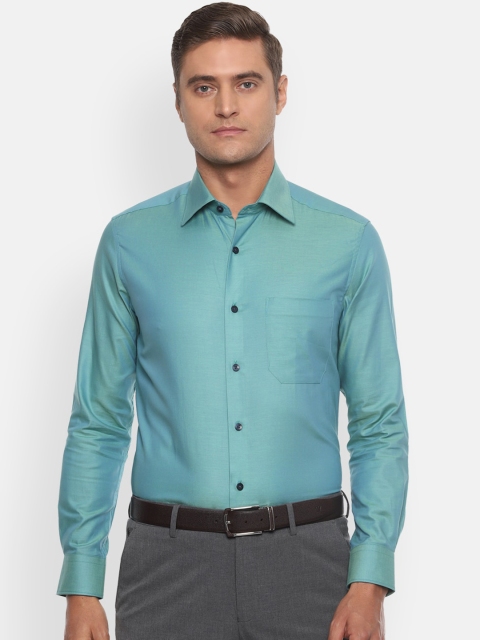 

Louis Philippe Men Turquoise Blue Pure Cotton Regular Fit Solid Casual Shirt