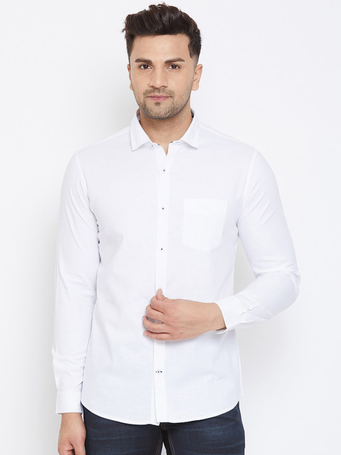 

Canary London Men White Slim Fit Solid Casual Shirt