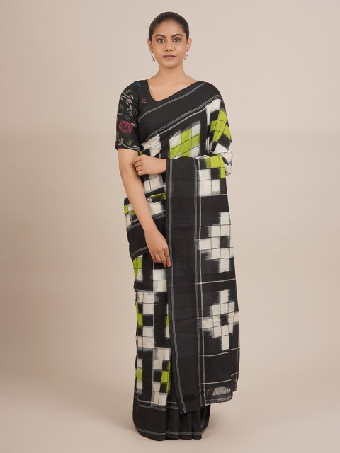 

Pothys Black & Off-White Pure Cotton Printed Saree