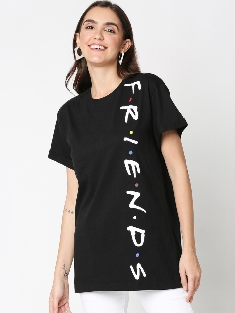 

Bewakoof Women Black Friends Printed Round Neck T-shirt