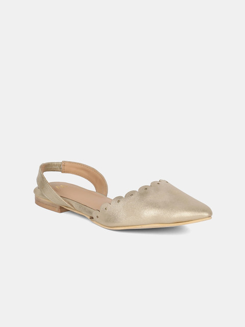 

W Women Gold-Toned Printed PU Ballerinas
