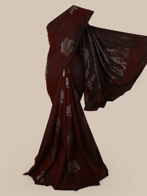 

Pothys Burgundy & Silver Woven Design Saree