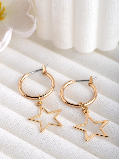 

CRZ Gold-Toned Contemporary Hoop Earrings