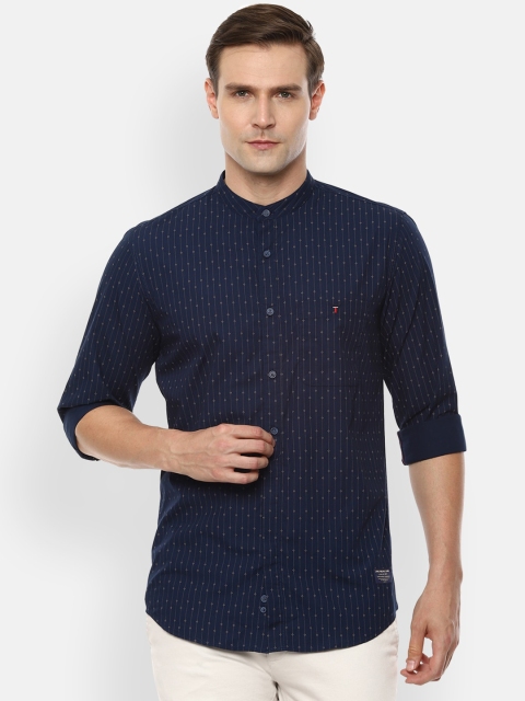 

Louis Philippe Jeans Men Navy Blue Super Slim Fit Self-Design Casual Shirt