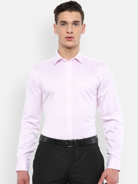 

Van Heusen Men Pink & White Regular Fit Striped Casual Shirt