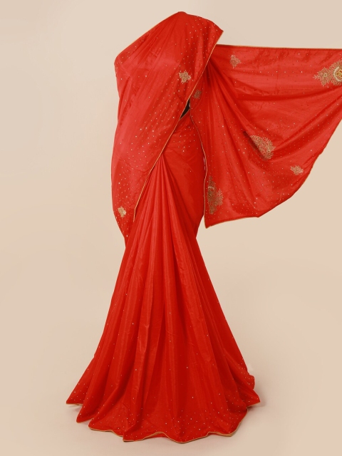 

Pothys Red Solid Art Silk Saree