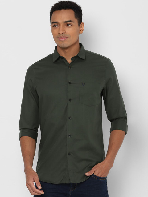 

Allen Solly Men Olive Green Slim Fit Checked Casual Shirt