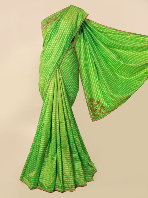 

Pothys Green & Golden Art Silk Checked Saree