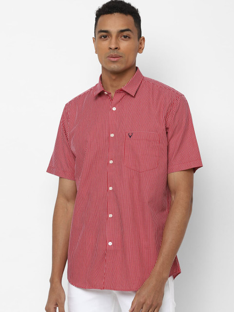 

Allen Solly Men Red & White Slim Fit Checked Cotton Cotton Casual Shirt