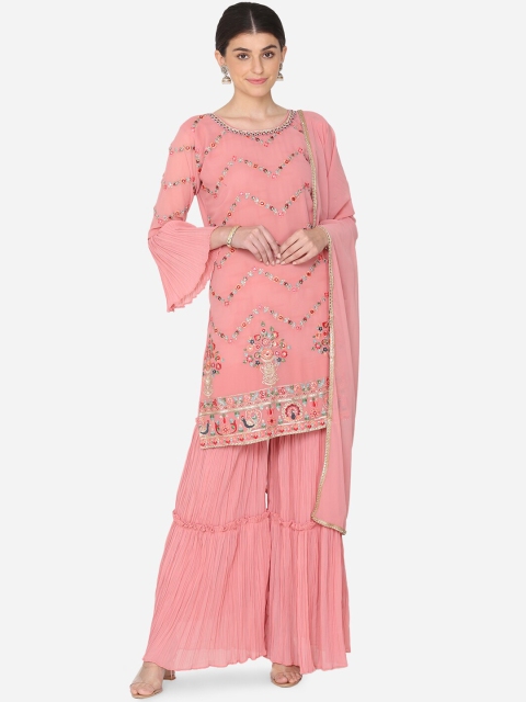 

BOMBAY SELECTIONS Women Pink Embroidered Kurti with Sharara & Dupatta