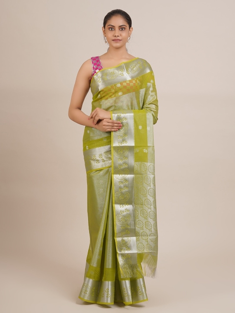 

Pothys Green & Silver Woven Design Saree