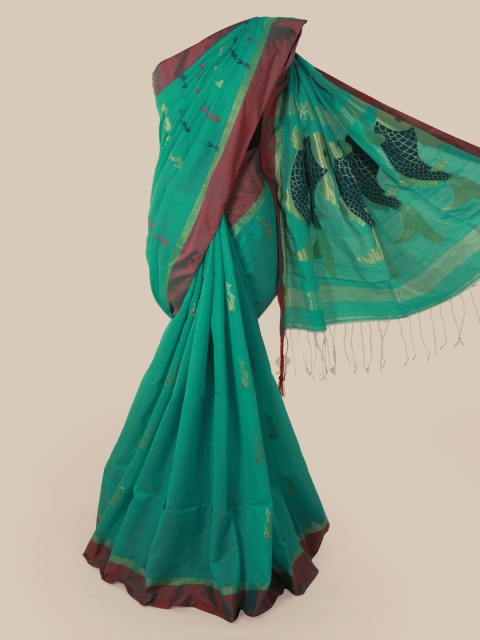 

Pothys Green Woven Design Cotton Blend Saree