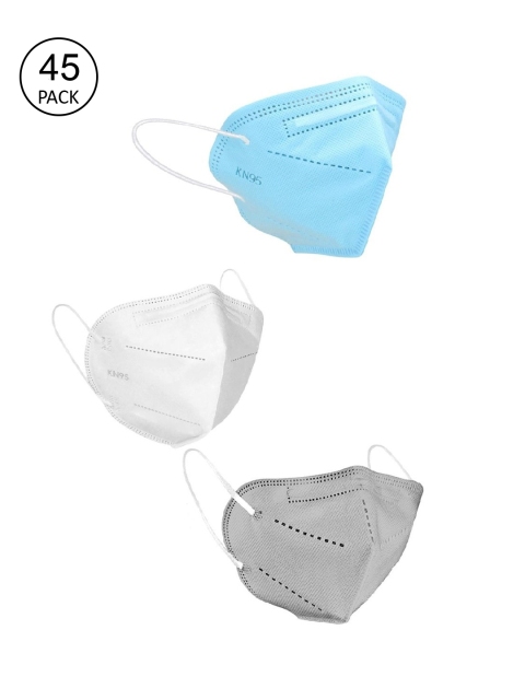 

OOMPH Pack Of 45 Solid 5-Ply Reusable Anti-Pollution KN95 Masks, Blue
