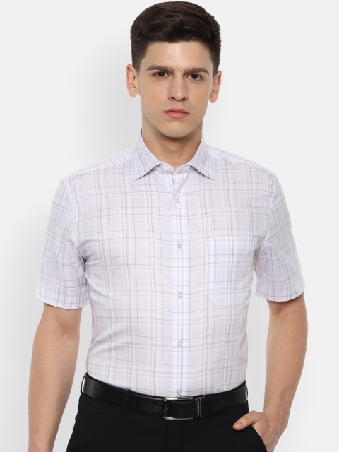 

Louis Philippe Men White & Grey Classic Fit Checked Formal Shirt