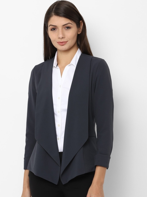 

Allen Solly Woman Women Grey Solid Single-Breasted Front- Open Blazer