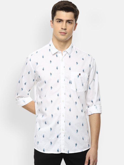 

Louis Philippe Jeans Men White & Blue Slim Fit Printed Casual Shirt
