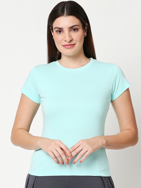 

Bewakoof Women Blue Solid Round Neck Lounge T-shirt