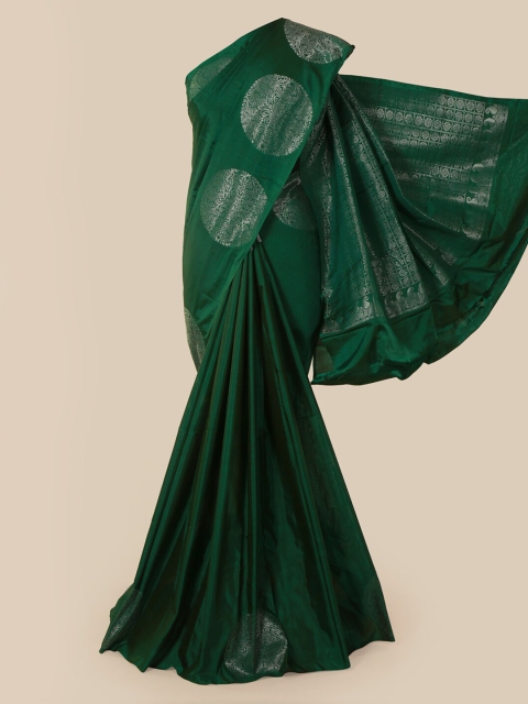 

Pothys Green & Silver Solid Zari Saree