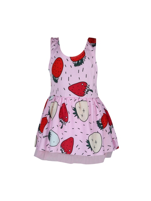 

PASSION PETALS Girls Pink & Red Strawberry Printed Swim Dress