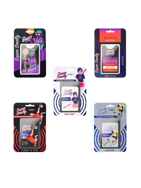 

Super Smelly Unisex Pack of 5 Pocket Perfumes 20 ml Each, Multi