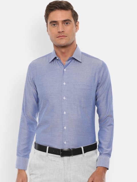 

Van Heusen Men Blue Slim Fit Ditsy Print Pure Cotton Formal Shirt