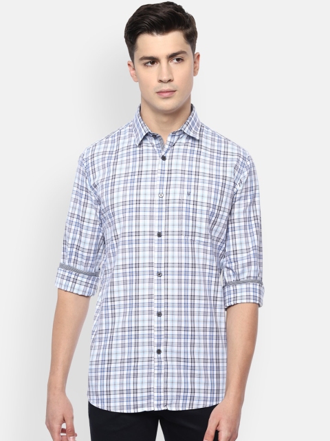 

Van Heusen Sport Men White Slim Fit Checked Pure Cotton Casual Shirt