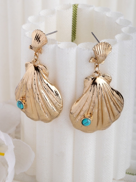 

CRZ Gold-Toned Contemporary Drop Earrings