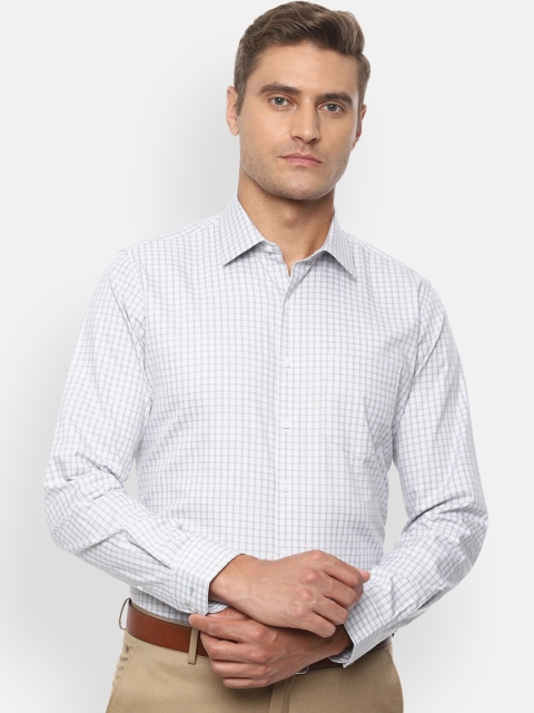 

Van Heusen Men White & Beige Slim Fit Checked Formal Shirt
