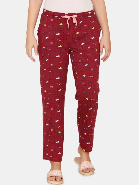 

Zivame Women Maroon Printed Cotton Lounge Pants