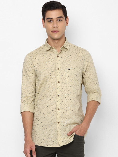 

Allen Solly Men Beige & Navy Blue Cotton Slim Fit Printed Casual Shirt